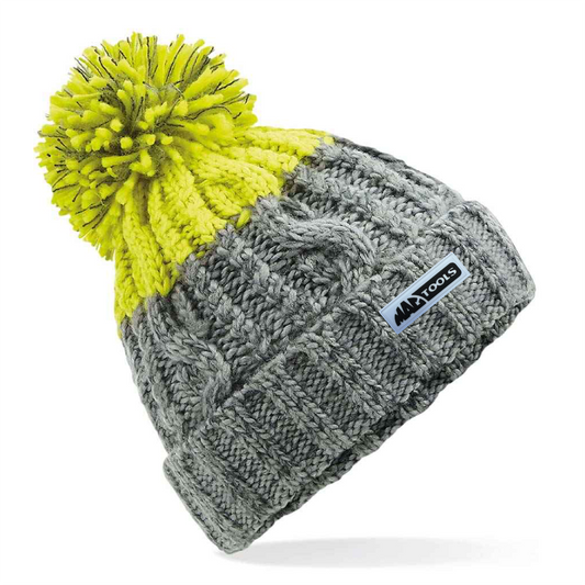 MT Essentials Cable Knit Beanie - Light grey/citron