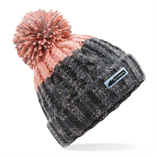 MT Essentials Cable Knit Beanie - Graphite/Blush