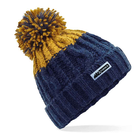 MT Essentials Cable Knit Beanie - Oxford.Navy/Mustard