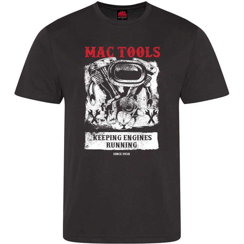 MT Down Tools T Shirt Running Engines Design - Black