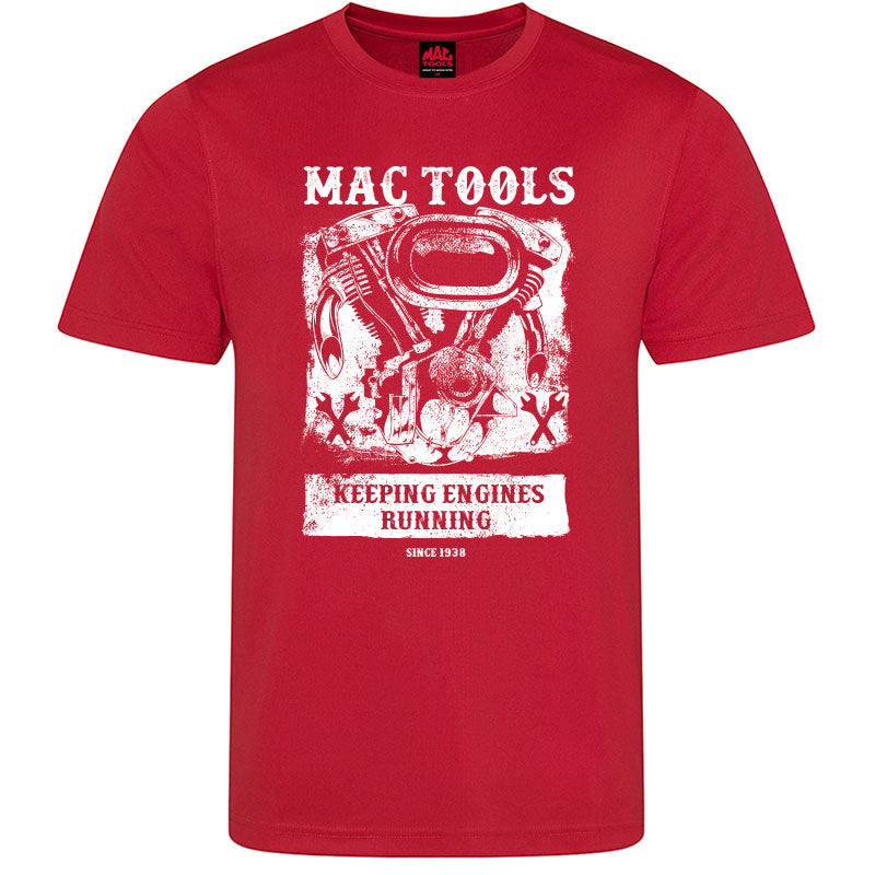 MT Down Tools T Shirt Running Engines Design - Red