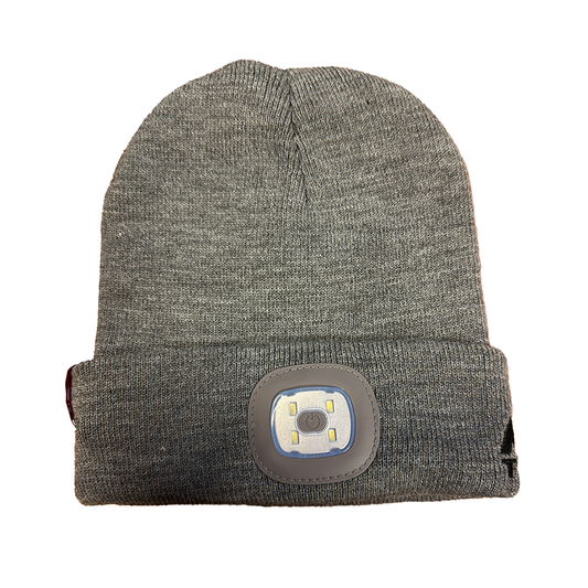 MT USB Rechargeable LED Head Light Beanie - Grey