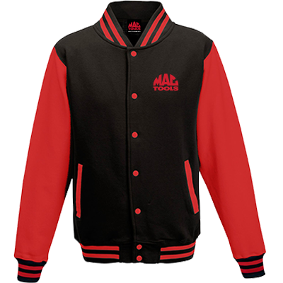 MT Down Tools Varsity Jacket - Jet Blk/fire Red